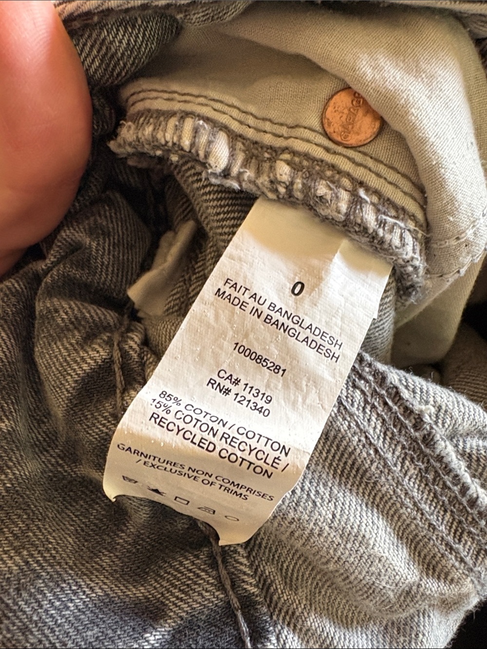 Garage Cargo Denim Jeans Grey Baggy Wide Leg Mid Rise Size 0 / 24 100% Cotton - Picture 7 of 8